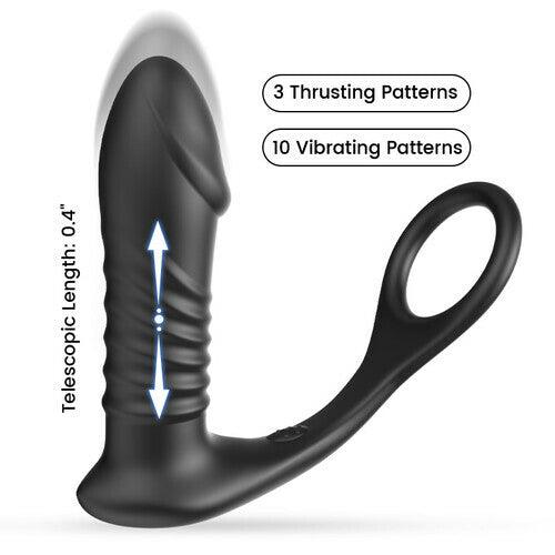 Moore - 10 Thrilling Vibration 3 Thrusting Silicone Remote Control Cock Ring Anal Vibrator - OORGA