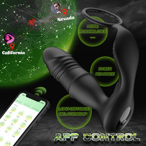 Mason-APP/Controller & 9-Telescopic /Vibration & Cock Rings Prostate Massager - OORGA