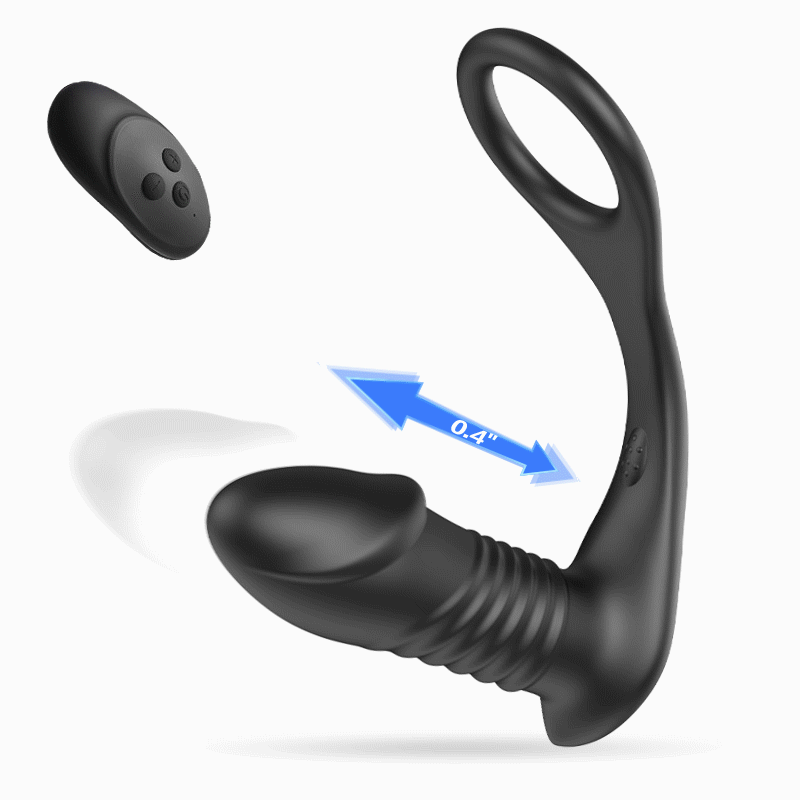 Moore - 10 Thrilling Vibration 3 Thrusting Silicone Remote Control Cock Ring Anal Vibrator - OORGA